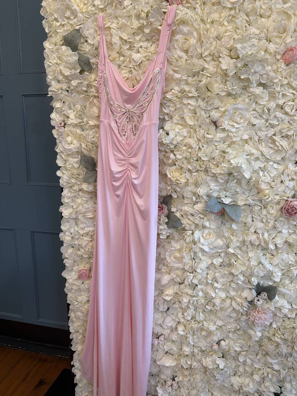 NEW LUCY IN THE SKY women's back sequin butterfly maxi dress in pink